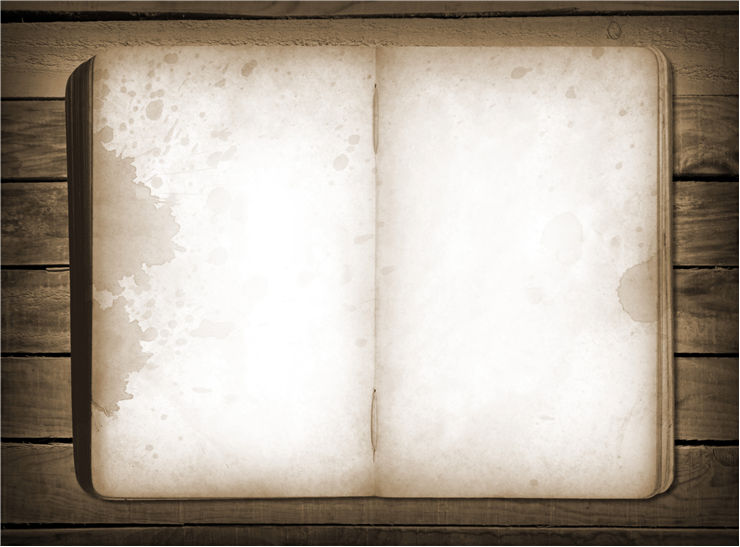 Old Paper Book on Wood Table